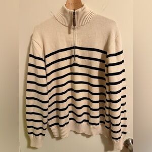 Brandy Melville Striped Zip-Up Pullover Sweater - Unisex